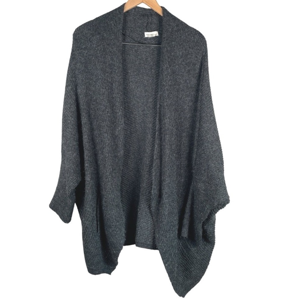 Anthropologie Sleeping on Snow Open Front Cardigan Women M Gray Batwing Cocoon